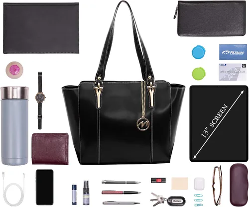 Miniatura 6 de McKlein ALICIA - Bolso de cuero para mujer con bolsillo para tablet, bolsa para computadora portátil para mujer, cuero ligero, bolsa de mano