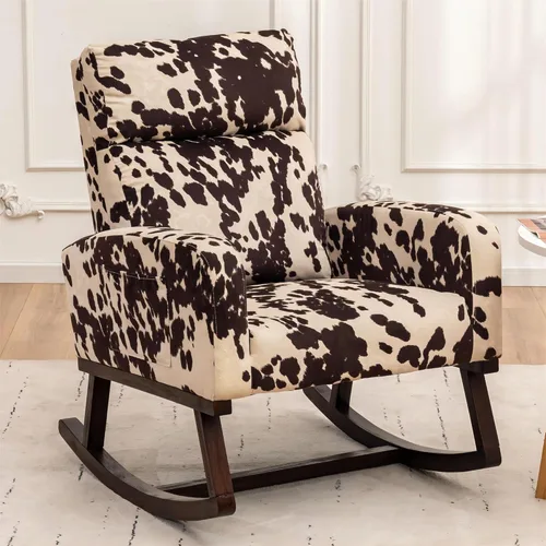 Miniatura 11 de HCHAIRH Mecedora para guardería, silla mecedora de enfermería Sherpa para mamá, guardería, silla mecedora Morden con respaldo alto para sala
