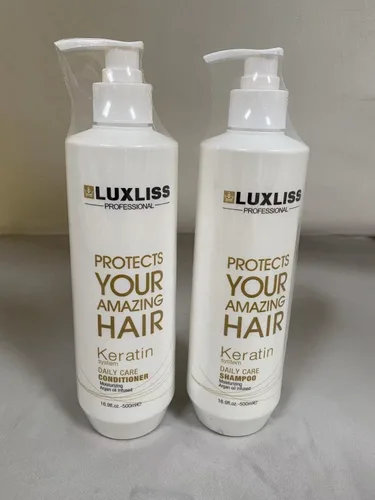 Luxliss Keratin Daily Care - Juego de champú y acondicionador de cuidado diario, paquete de 2 (16 onzas líquidas cada uno), hidratante,