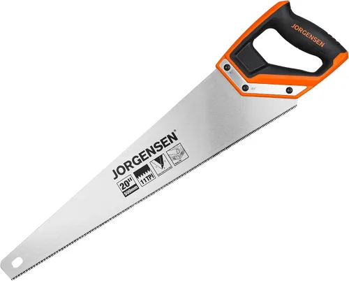 JORGENSEN Sierra de mano Pro de 20 pulgadas, 11 TPI de corte fino ergonómica con mango de aluminio no deslizante por soldadura ultrasónica para