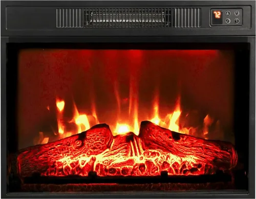 HolliWill Calentador eléctrico de chimenea de 23 pulgadas, llamas y termostato ajustables realistas, temporizador integrado, protección contra