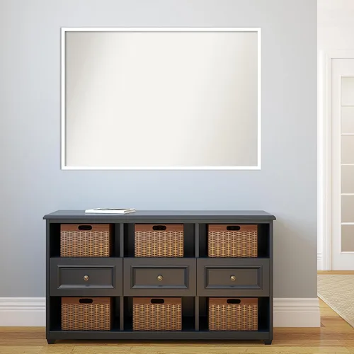 Miniatura 5 de Amanti Art Espejo de baño blanco para sobre el fregadero, 32 x 45 pulgadas, espejo de tocador rectangular blanco esbelto, marco de madera moderno