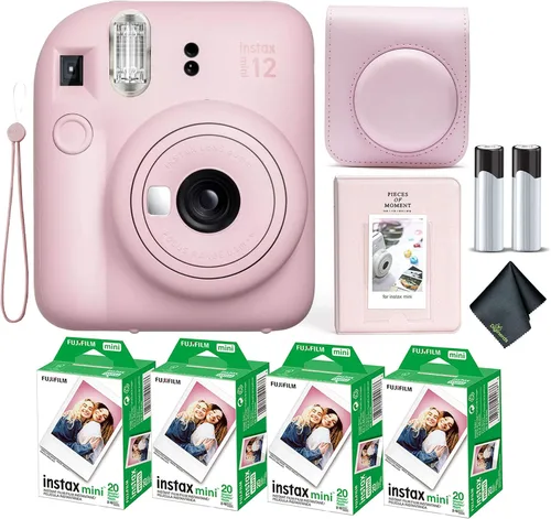 Miniatura 25 de Cámara instantánea Fujifilm Instax Mini 12 en color rosa floreciente, paquete de película Fuji Instax Mini (20 hojas) + estuche de transporte