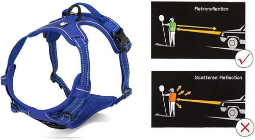 Miniatura 3 de JUXZH Truelove Arnés para perro sin tirones con mango de fácil control y 2 accesorios para correa, chaleco reflectante ajustable para mascotas Azul