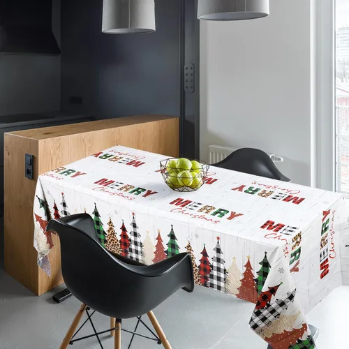 Miniatura 5 de Preboun Mantel de Navidad de Mesa de Navidad Mantel de Plástico Mantel Cuadrado con Árbol de Navidad Mantel Rectangular para Navidad para Fiesta