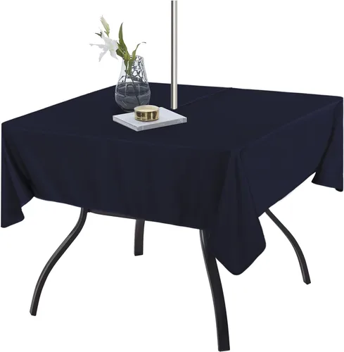 Miniatura 33 de Fitable Cubierta de Mesa Ovalada Oblonga para Exteriores e Interiores - Mantel Lavable Impermeable Sin Arrugas con Cremallera y Orificio para Beige