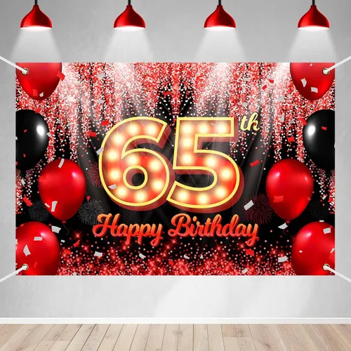 Miniatura 26 de Telón de Fondo Banner de Feliz 10º Cumpleaños Tema Negro y Rojo con Fondo de Neón Brillante y Moda para Fiesta de Cumpleaños Fotografía Accesorio