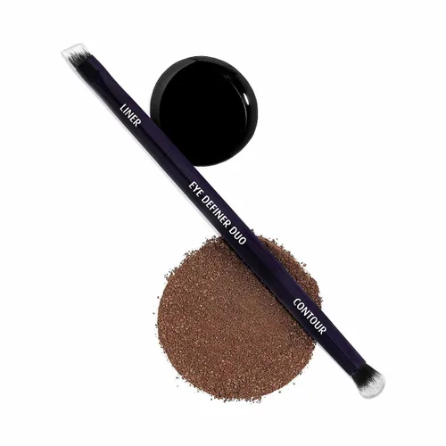 Miniatura 2 de Lune+Aster Eye Definer Duo Brush Brocha de maquillaje de ojos de doble punta para aplicar delineador de ojos, mezcla sombra de ojos. Fabricado