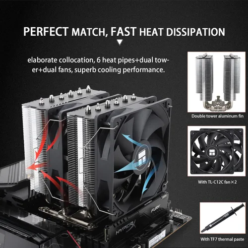 Miniatura 3 de Enfriador de aire Thermalright Peerless Assassin 120 SE para CPU, 6 tubos de calor con tecnología AGHP, ventilador dual TL-C12C PWM de 120 mm