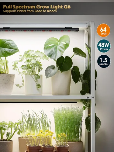 Miniatura 4 de T5 Luz de cultivo inteligente para plantas de interior, tiras de luz LED de espectro completo de 3500 K con temporizador automático de 3/9/12 horas