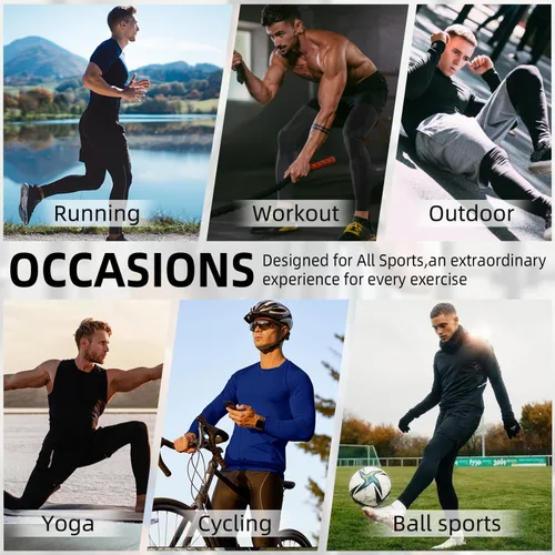 Miniatura 5 de Yuerlian Paquete de 1 o 3 pantalones de compresión para hombre, leggings atléticos con bolsillos, para correr, ciclismo, entrenamiento