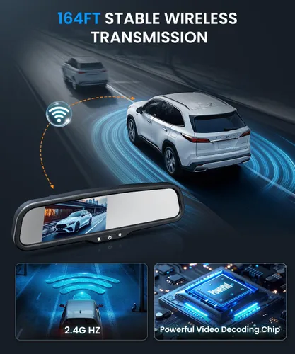 Miniatura 3 de Auto-Vox Cámara de respaldo de espejo retrovisor: Cámara de respaldo inalámbrica OEM HD de 4.3 '' con sistema de visualización inteligente