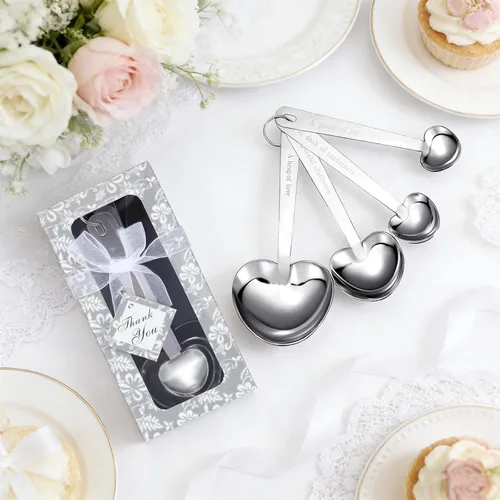 Miniatura 6 de Juego de 50 cucharas medidoras de corazón, recuerdos de boda a granel para invitados, regalos de despedida de soltera, cuchara medidora de cocina