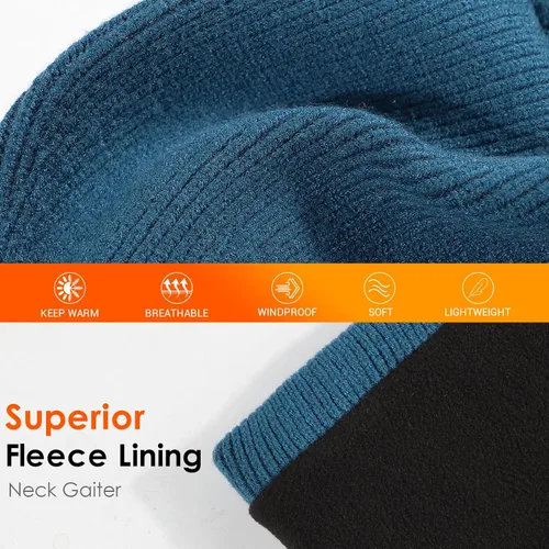 Miniatura 3 de Conjunto de gorro y bufanda para hombre, gorro de esquí cálido para invierno, gorro de esquí, gorro de calavera, calentador de cuello, polaina
