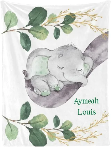 Miniatura 8 de Manta de bebé personalizada de príncipe elefante, manta personalizada para guardería, 30 x 40 pulgadas, para bebé, niño y niña, con nombre para baby