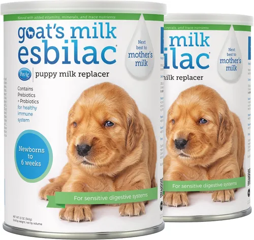 PetAg Goat's Milk Esbilac Powder - 12 onzas, paquete de 2 - Fórmula en polvo para cachorros con prebióticos, probióticos y vitaminas para cachorros