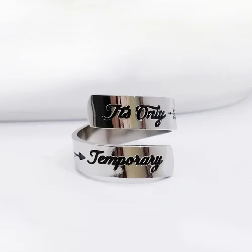 Miniatura 28 de HOFOYA Anillos inspiradores ajustables de acero inoxidable, anillos de grabado, joyería motivacional, graduación, San Valentín, regalos