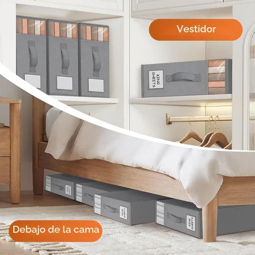 Miniatura 6 de StorageTastic Paquete de 4 Organizadores de Armario para Sábanas y Almacenamiento, Contenedores de Almacenamiento Plegables Resistentes con Ventana