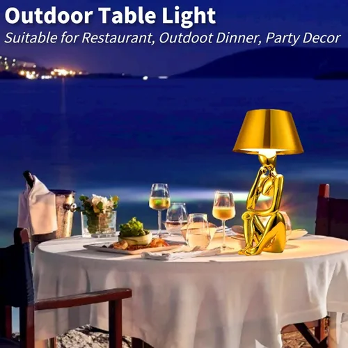 Miniatura 5 de Thinker Lamp Collection, lámpara de mesa inalámbrica, recargable, funciona con pilas, lámpara de escritorio, control táctil, portátil, LED, mesita