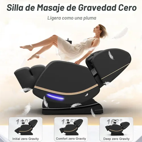 Miniatura 4 de Megashock SL Track 2026 Silla de masaje de cuerpo completo, silla de masaje de gravedad cero con calor trasero, 12 rodillos fijos, masaje de pies