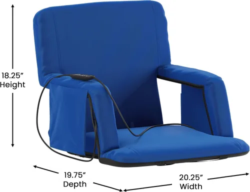 Miniatura 3 de Flash Furniture Asiento para estadio Malta con respaldo y asiento calefactados, 6 posiciones reclinables, silla portátil con correas de mochila, Azul