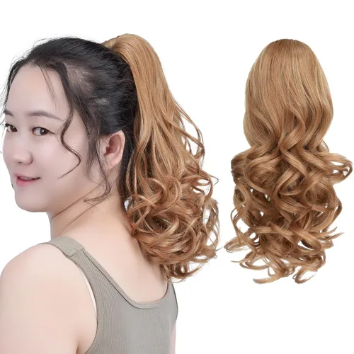 Miniatura 10 de SYXLCYGG Auburn Clip Cola de caballo Clip Cola de caballo Extensión de cola de caballo ondulado 10 pulgadas 3.5 oz pelo sintético falso pieza
