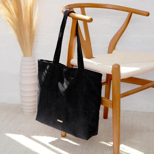 Miniatura 7 de VANDEL Bolso tote de pana para mujeres y hombres con cremallera y bolsillos interiores. Bolso tote con cremallera, bonita bolsa estética