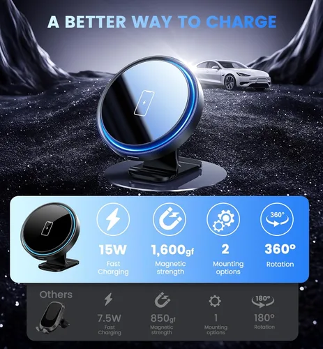 Miniatura 3 de Cargador de Soporte para Coche Mag-Safe 15W Cargador Inalámbrico Magnético para Coche para Accesorios de iPhone 17 Soporte Magnético para Teléfono