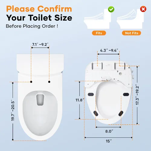 Miniatura 7 de Asiento de bidé de inodoro, asiento de inodoro alargado de cierre lento, asiento de inodoro eléctrico con calefacción con agua caliente instantánea