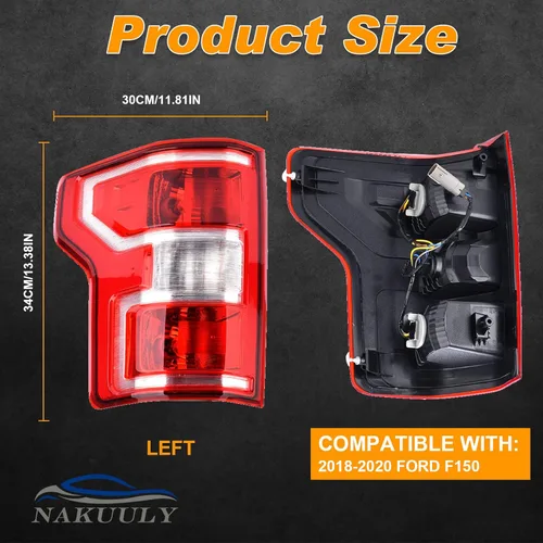 Miniatura 2 de Luz trasera compatible con Ford F150 F-150 2018 2019 2020 Luz trasera del lado del conductor, luz trasera del lado del conductor, conjunto de señal