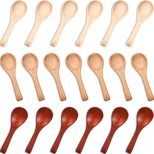 Miniatura 20 de Boao 50 Pzas Cucharas Pequeñas de Madera, 3.5'' L, Mini Cucharas Pequeñas de Madera Natural Cucharaditas Pequeñas para Frascos Azúcar Cremera Miel