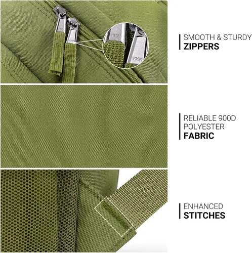 Miniatura 6 de ZORFIN - Mochila de 26 litros para la escuela, universidad y viajes, impermeable, con 8 compartimentos, Verde militar, Moderno