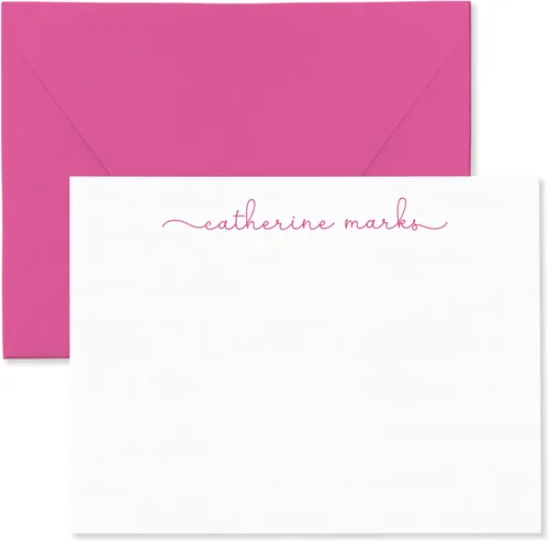 Tarjetas de notas estacionarias personalizadas y sobres para mujeres con nombre en letra cursiva minúscula, elija colores de tinta y sobres y tamaño