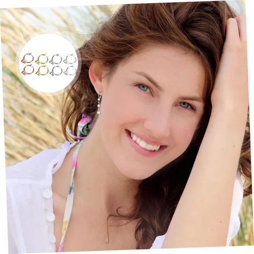 Miniatura 4 de EXCEART 32 piezas convertidor de aretes brillantes accesorios de joyería de plata para convertir aretes a clip en la parte trasera de aretes