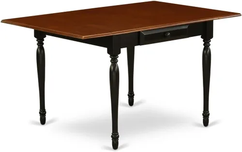 Miniatura 2 de HomeStock Mesa de comedor rectangular Mediterranean Mingle Monza de 36 x 54 pulgadas con 2 hojas caídas en acabado negro y cereza, adecuada