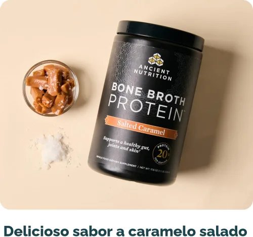 Miniatura 7 de Ancient Nutrition Proteína en polvo de caldo de huesos, sabor caramelo salado, 19g de proteína por porción, de res, apoya la piel saludable