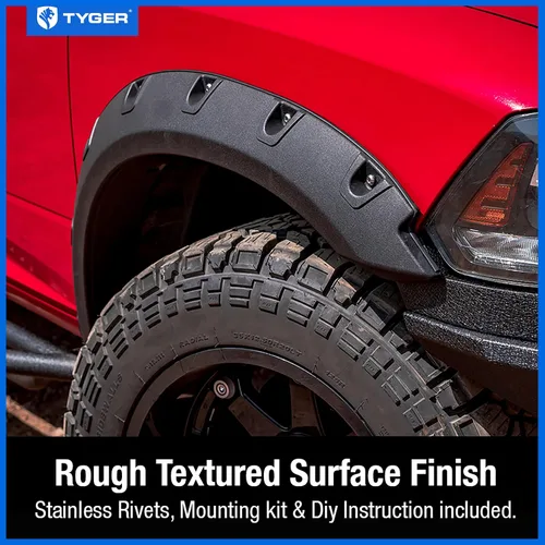 Miniatura 2 de Tyger Auto Fender Flare compatible con Dodge Ram 1500 2009-2018; 2019-2024 Classic (no compatible con R/T Rebel Warlock), estilo remachado de pernos