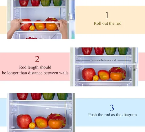 Miniatura 6 de Tallew 4 juegos de barra doble para refrigerador de autocaravana, tensión de resorte ajustable, accesorios para refrigerador, barras de refrigerador