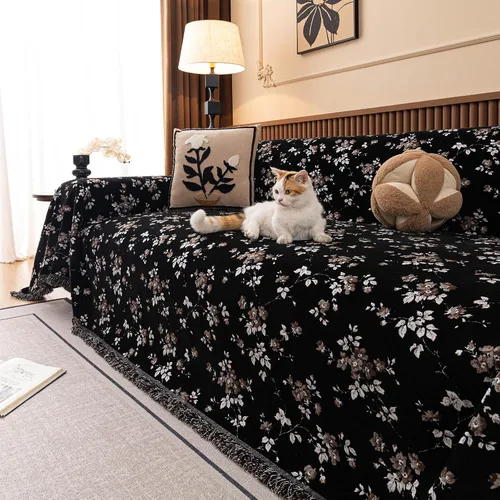 Miniatura 5 de VClife Soft Couch Cover, Vintage Brown Floral Jacquard Couch Covers for Dog, French Cottage Botanical Sofa Cover for 2 Cushion Sofa, Washable