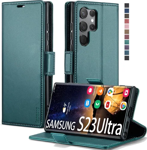 Miniatura 11 de Funda para Samsung Galaxy S23 5G, funda tipo cartera para Samsung Galaxy S23 5G con bloqueo RFID, tarjetero y función atril magnético, funda