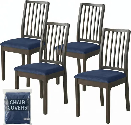 Miniatura 10 de Deisy Dee Fundas de asiento de terciopelo para sillas de comedor, juego de fundas para sillas de comedor (4, azul bebé)