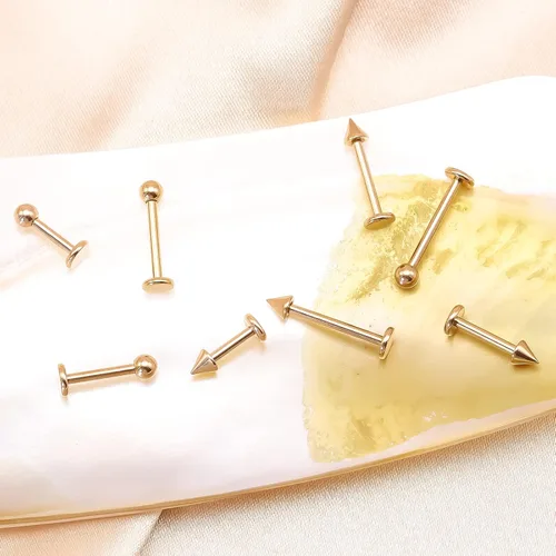 Miniatura 6 de G23 - Piercing de ceja de titanio sólido, anillos de cejas Gokd negro oro rosa plata rosa arco iris 16G barra curvada, joyería de labio vertical