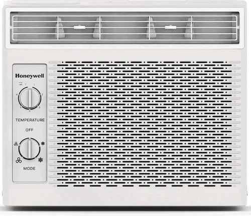Honeywell Aire acondicionado de ventana de 5,000 BTU, termostato ajustable, 7 ajustes, silencioso, cobertura de 150 pies cuadrados