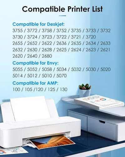 Miniatura 2 de TECKKIN 65XL - Cartucho de tinta negro/color, repuesto de alto rendimiento para HP Ink 65 65XL funciona para HP DeskJet 3755 3772 3700 3752 3722