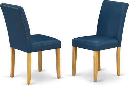 Miniatura 6 de East West Furniture DLAB5-OAK-55 - Juego de muebles de comedor de 5 piezas, incluye una mesa de comedor redonda con gotas y 4 sillas Parsons de piel