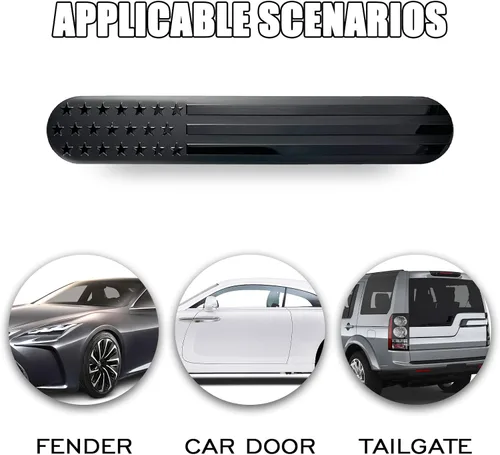 Miniatura 6 de 2 calcomanías de metal con bandera de Estados Unidos para automóvil, adhesivo de metal 3D, para parachoques de auto, SUV, camión, motocicleta (negro)