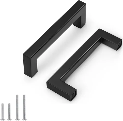 Miniatura 13 de Probrico - Tiradores cuadrados de acero inoxidable para puerta de armario o cajón, color negro, 0.5 pulgadas de ancho