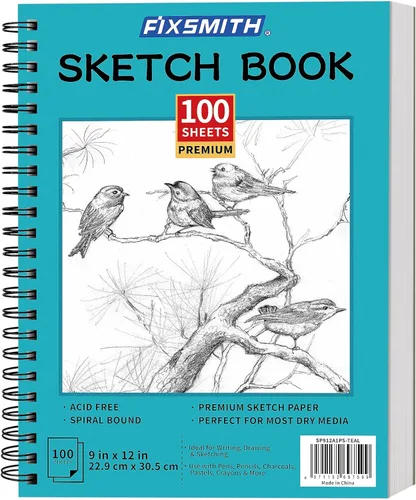 Miniatura 11 de FIXSMITH Cuaderno de bocetos de 5.5"X8.5" 100 hojas (68 lb/100gsm) Cuaderno de bocetos Papel de dibujo libre de ácido Bloc de bocetos de Negro