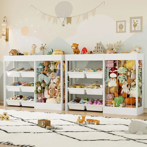 Miniatura 8 de Organizadores y almacenamiento de juguetes de 50.6 pulgadas de ancho, almacenamiento de juguetes con soporte de almacenamiento de animales