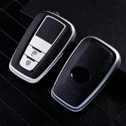 Miniatura 13 de DOUKI Funda de cuero TPU para llave de coche, para Toyota Camry Corolla Prius CHR C-HR RAV4 Hybryd Altis Land Cruiser Prado Sedan 2019 Verde F